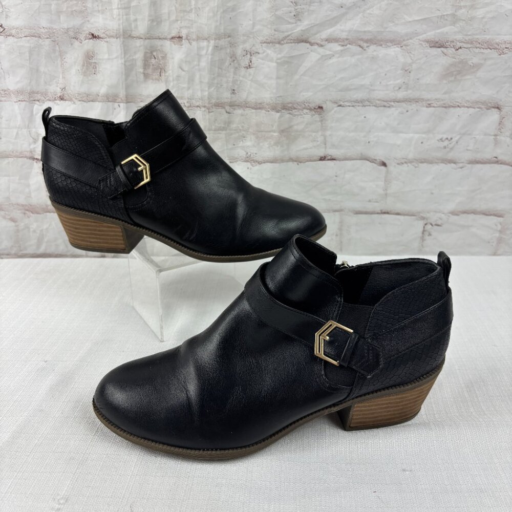 Dr. Scholl's Womens Black 8.5 Bobbi Heel Ankle Booties